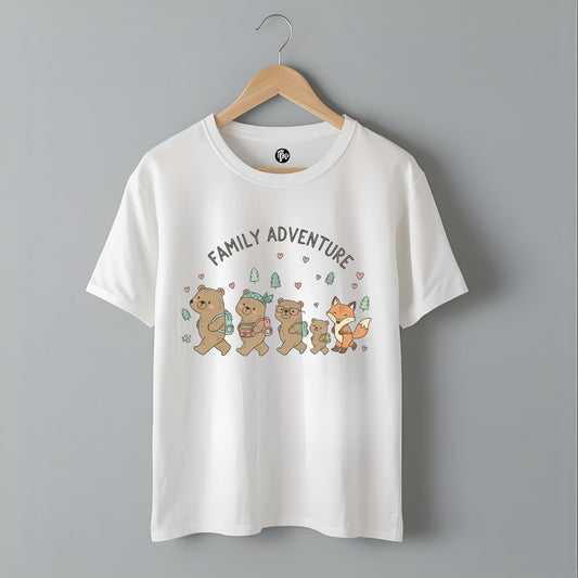 Family Adventure T-Shirt | Animated Travel Motif Graphic Tee for Family Trips