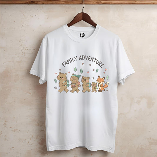 Family Adventure T-Shirt | Animated Travel Motif Graphic Tee for Family Trips