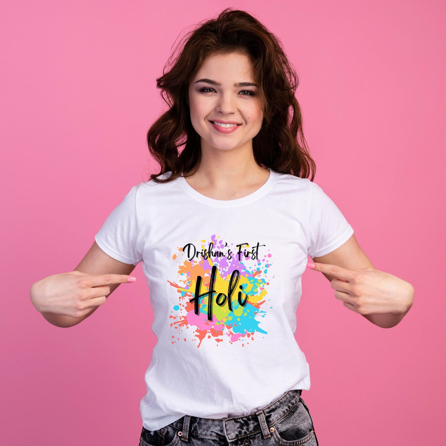 Personalized First Holi T-Shirts For Family - T Bhai