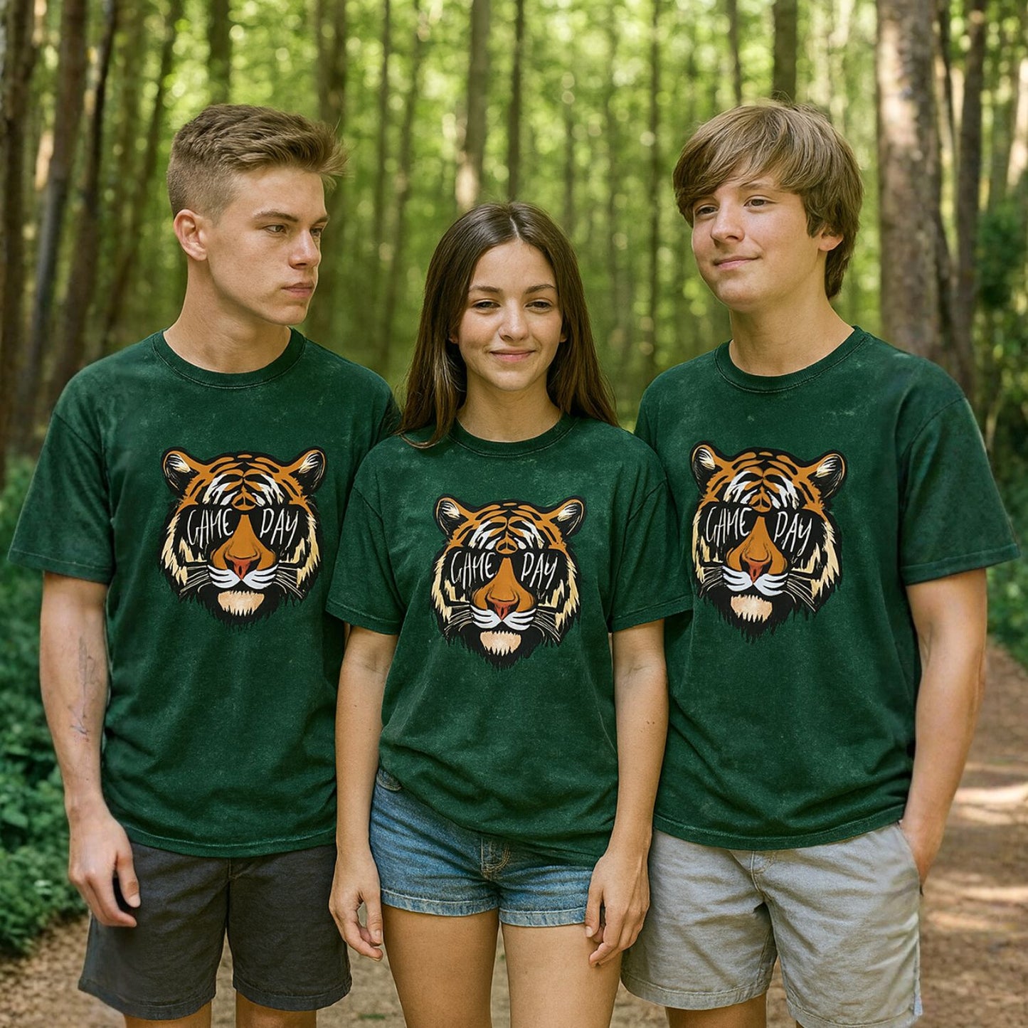 Game Day Safari Theme Vacation | Bottle Green Acid Wash Oversize T-Shirt