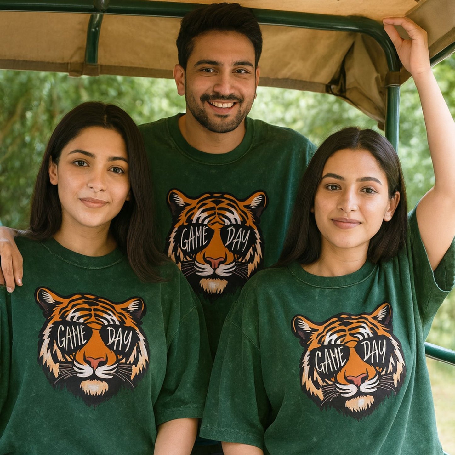 Game Day Safari Theme Vacation | Bottle Green Acid Wash Oversize T-Shirt