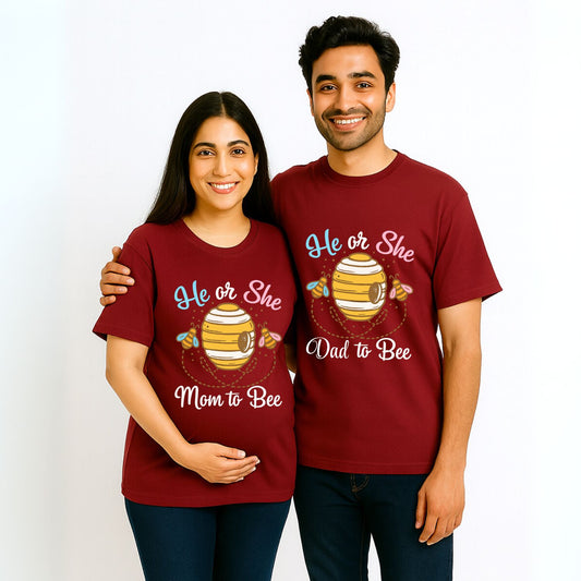 He Or She Mom and Dad To Bee | Cute Pregnancy Announcement Oversized T-Shirts - T Bhai