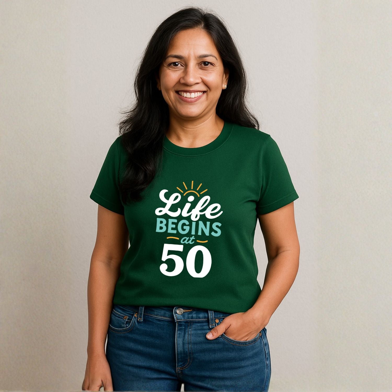 Life Begins at 50 – Customizable Birthday T-Shirt - T Bhai