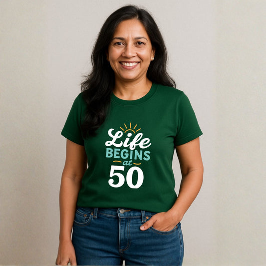 Life Begins at 50 – Customizable Birthday T-Shirt