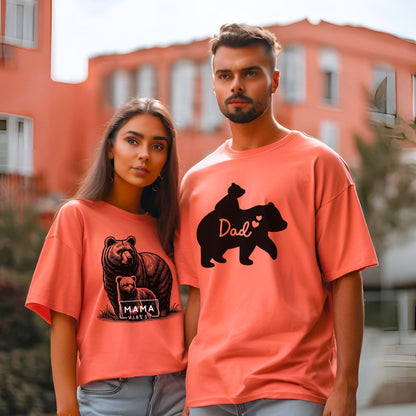 Mama Bear Vibes and Dad Bear Love Oversized Unisex T-Shirts | Pregnancy Announcement - T Bhai