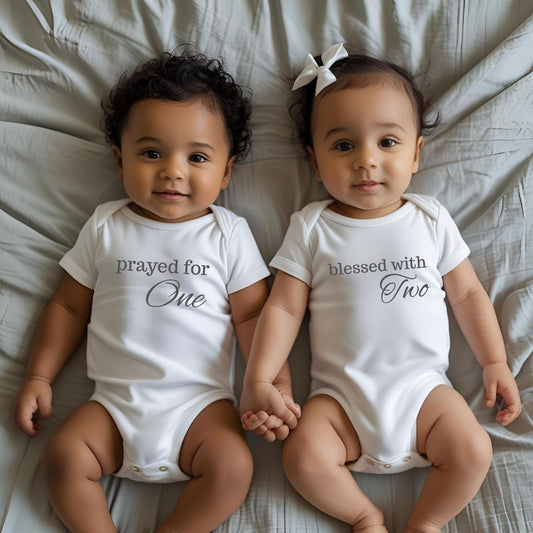 Prayed for One and Blessed with Two Twin Baby Announcement Onesies - T Bhai