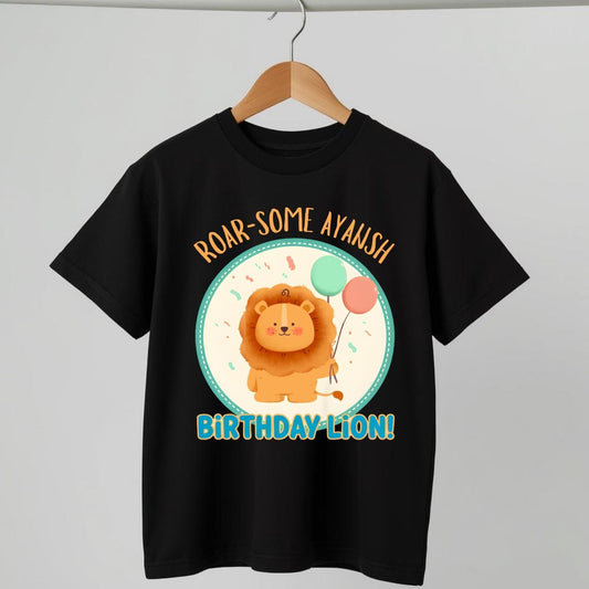 Roar-some Birthday Lion Customized Jungle Theme T-Shirt for Boys & Girls
