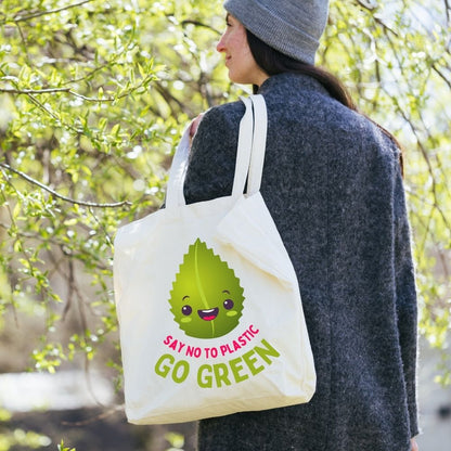 Go Green Say No To Plastic Tote Bag with Zipper