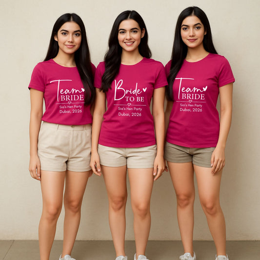 Custom Bride-to-Be & Team Bride T-Shirt Set – Personalized Name & Place