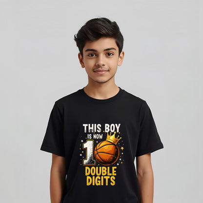 This Boy is now Double Digits | 10th Birthday T-Shirt for Basketball Enthusiasts - T Bhai