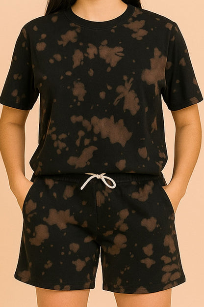Premium Tie & Dye Oversize T-Shirts & Shorts Combo - Brown & Black - T Bhai