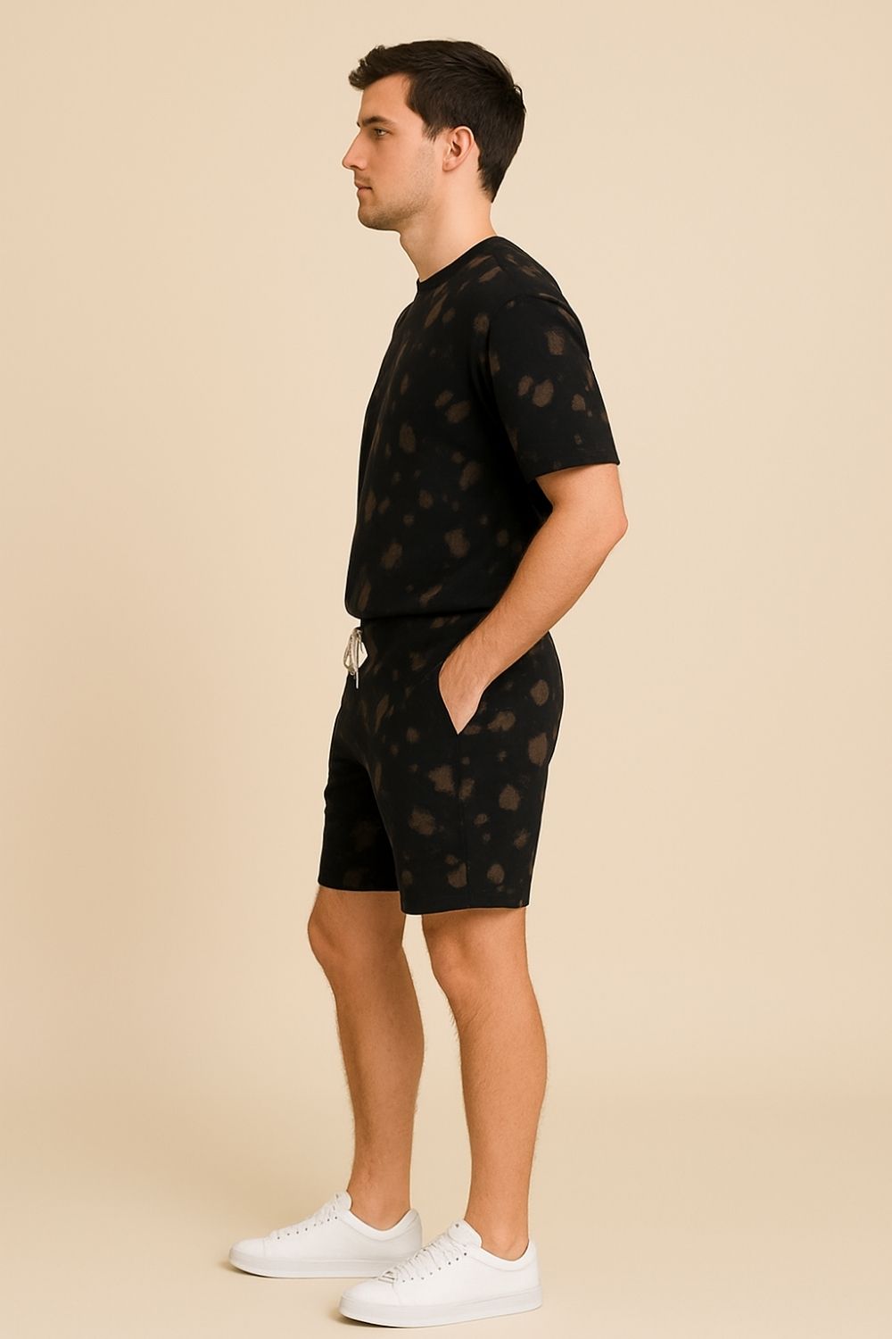 Premium Tie & Dye Oversize T-Shirts & Shorts Combo - Brown & Black - T Bhai