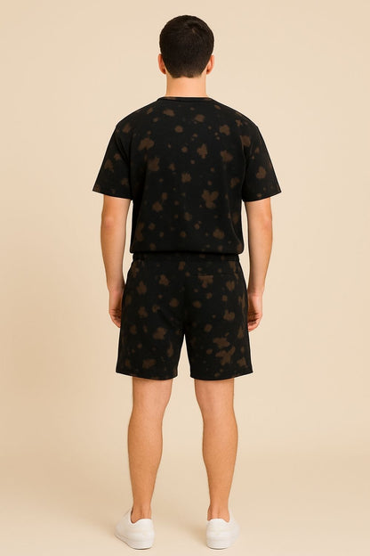 Premium Tie & Dye Oversize T-Shirts & Shorts Combo - Brown & Black - T Bhai