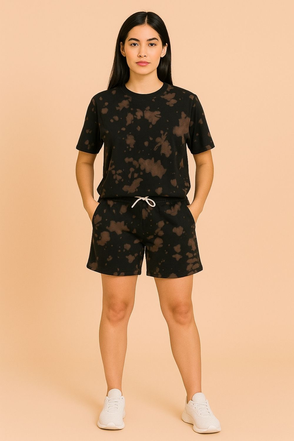 Premium Tie & Dye Oversize T-Shirts & Shorts Combo - Brown & Black - T Bhai