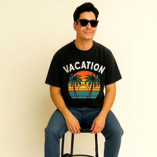 Vacation Acid Wash Oversize T-Shirt