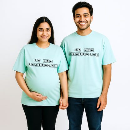 WE ARE PREGNANT Scrabble Style | Funny Jumbled Words Pregnancy Announcement Oversized T-Shirts - T Bhai