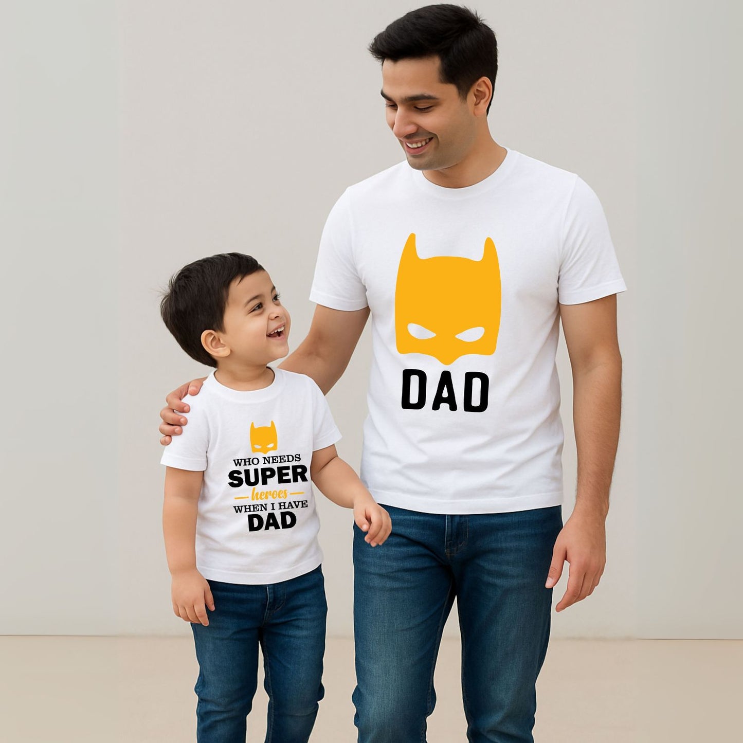 Who needs Super Heroes When I have Dad Matching Father Son & Daughter Combo T-Shirt & Romper Set - T Bhai