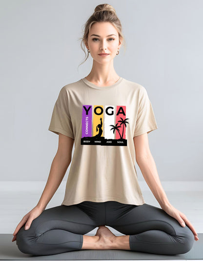 Yoga Connects Body Mind and Soul T-Shirts in Oversized Unisex Fit - T Bhai