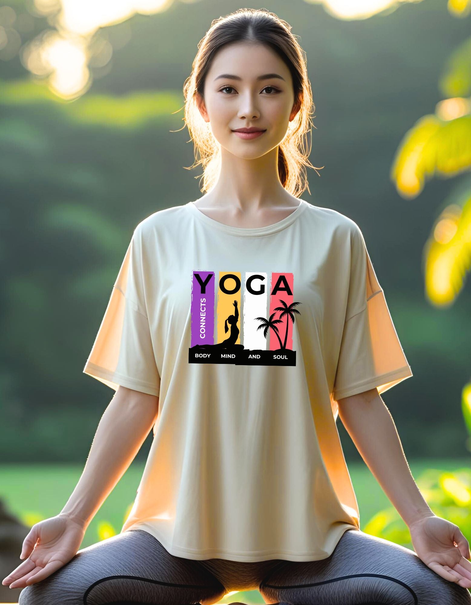 Yoga Connects Body Mind and Soul T-Shirts in Oversized Unisex Fit - T Bhai