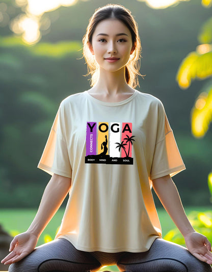 Yoga Connects Body Mind and Soul T-Shirts in Oversized Unisex Fit - T Bhai
