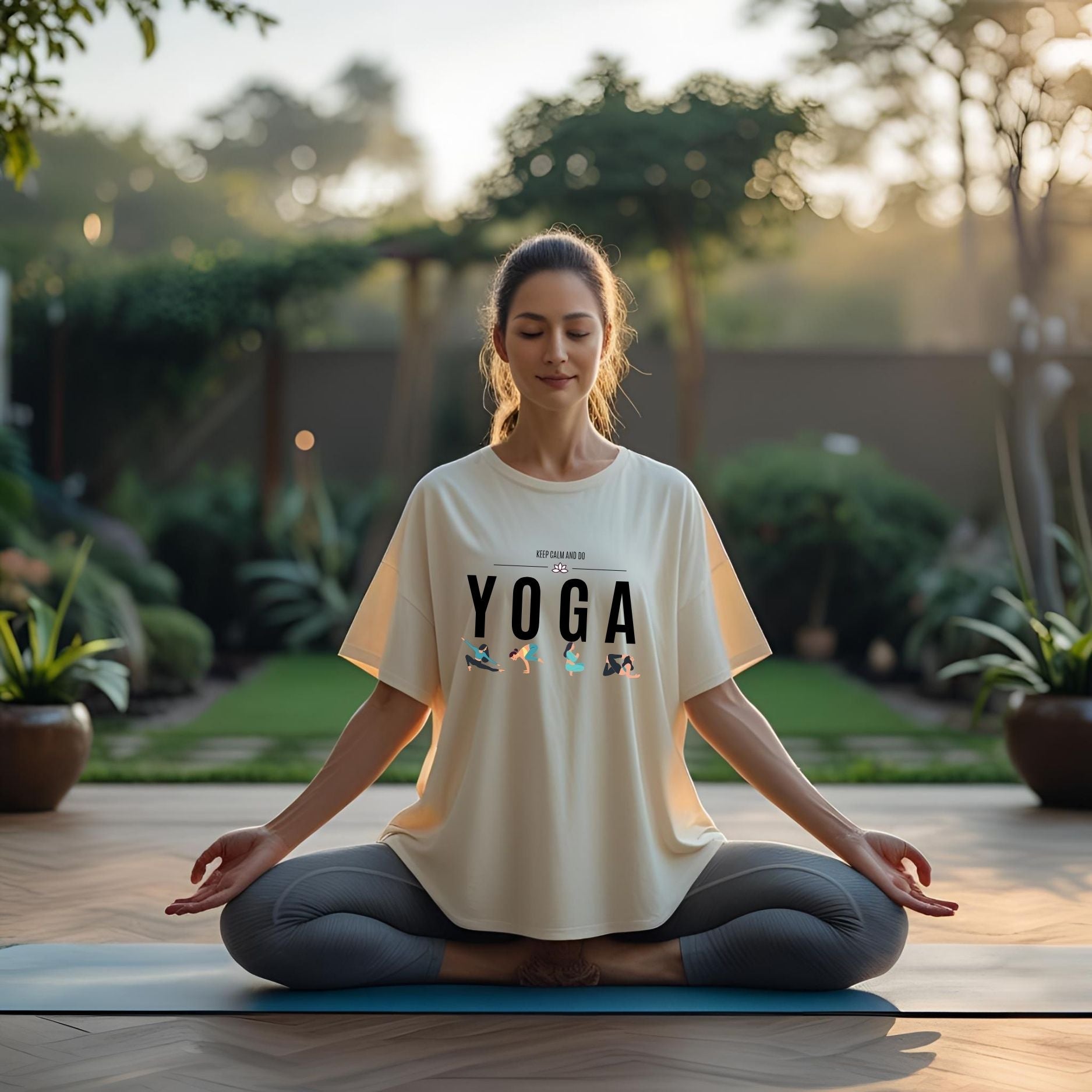 Keep Calm and Do Yoga Poses Oversized Unisex T-Shirts - T Bhai