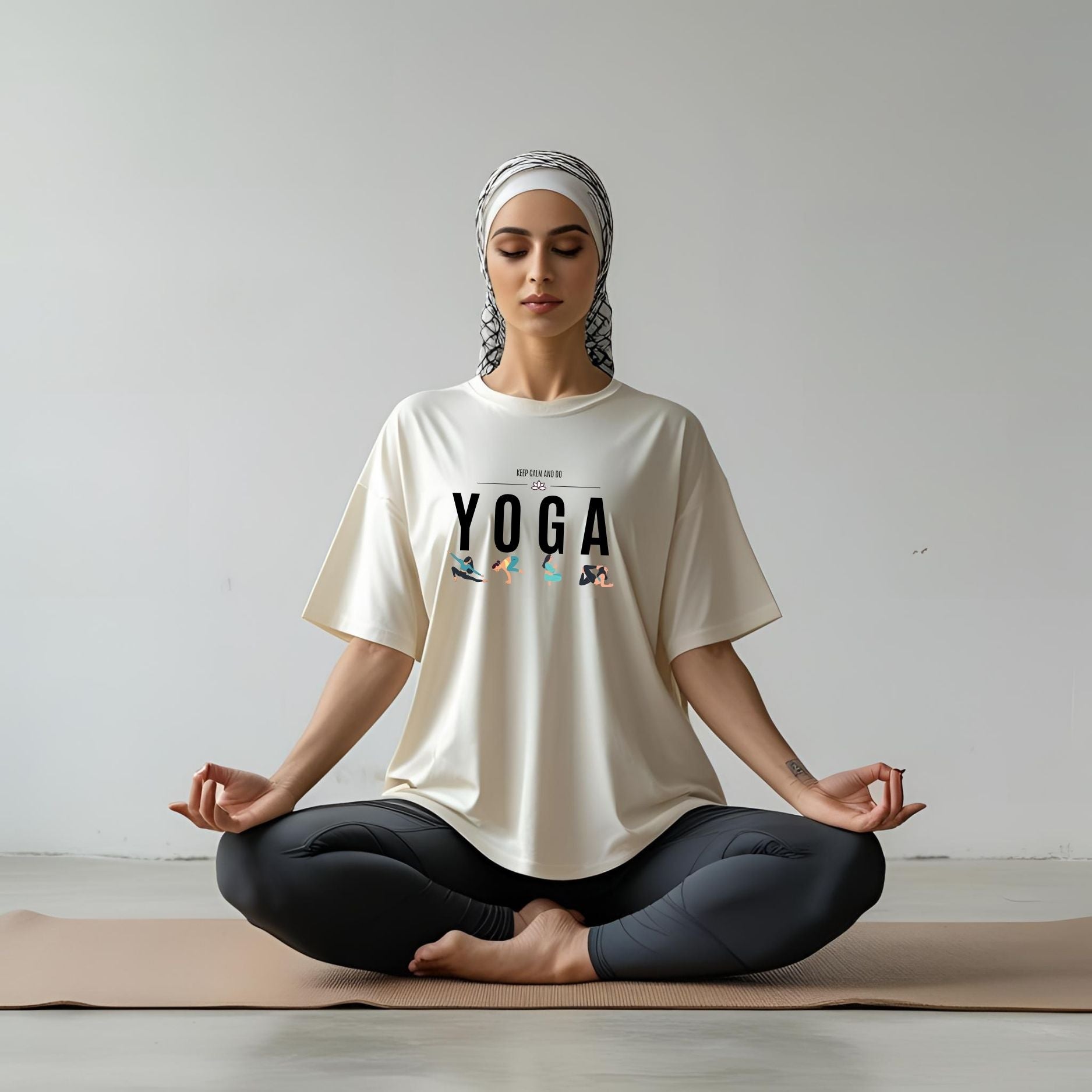 Keep Calm and Do Yoga Poses Oversized Unisex T-Shirts - T Bhai