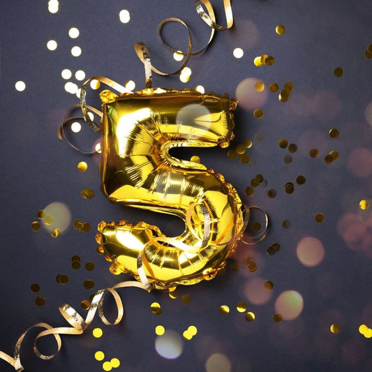 Gold Digit Helium Foil Birthday Party Balloons Number 5 (16 Inch) - T Bhai