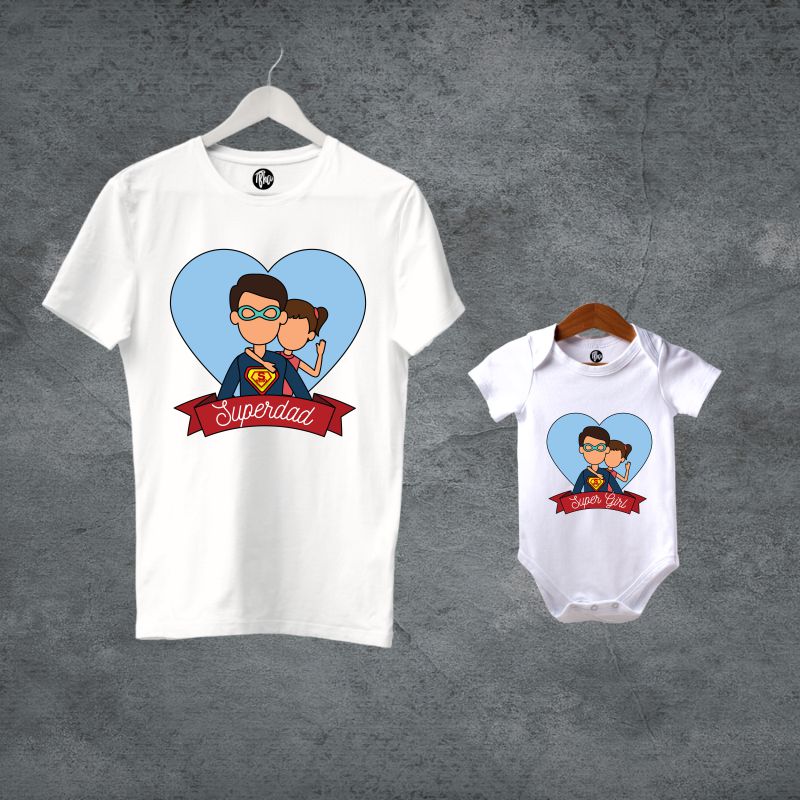 Superdad and Super Girl Matching Father Daughter Combo T-Shirt – T