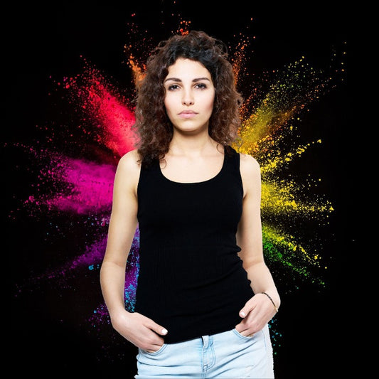 Women's Plain Tank Top Black - T Bhai